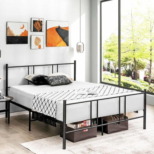 Full Size Steel Platform Bed Frame Headboard Heavy Duty Mattress