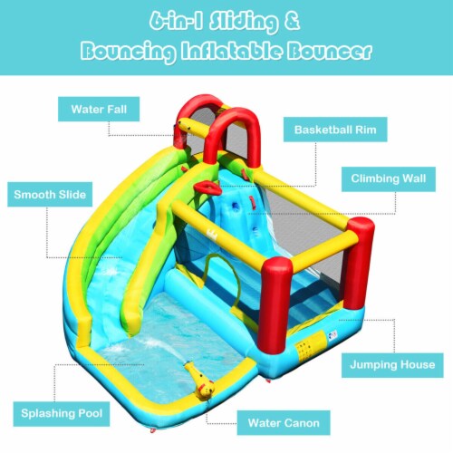 Inflatable Kids Water Slide Jumper Bounce House Splash Water Pool W/ 480W Blower Perspective: bottom