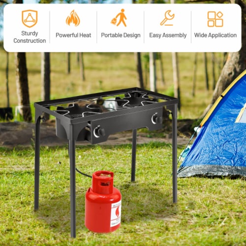 Outdoor 2-Burner Stove High Pressure Propane Gas Camp Stove