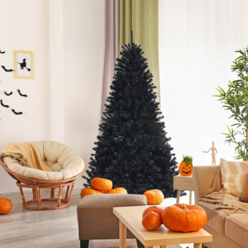 Pre lit deals black christmas tree
