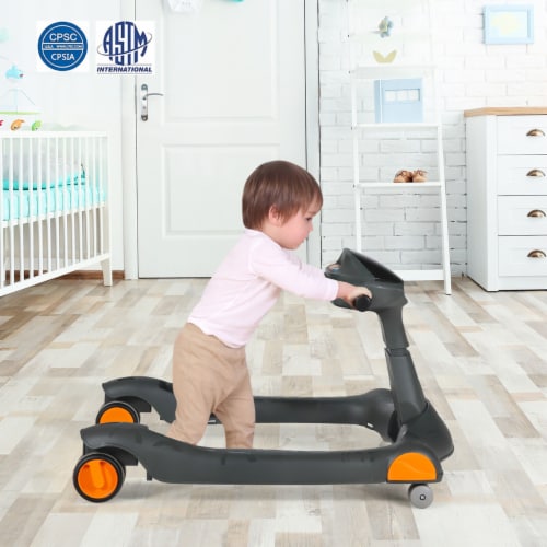 2-in-1 Baby Walker Foldable Activity Push Walker w/ Adjustable Height Perspective: bottom