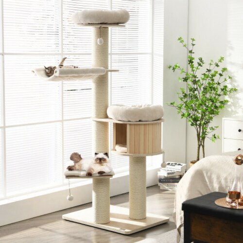 68.5'' Cat Tree Condo 4-Layer Wooden Kitten Activity Tower w/ Sisal Posts Perspective: bottom