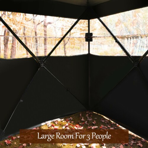 Gymax 3 Person Portable Hunting Blind Surround View Pop-Up Tent w/ Slide Mesh Window Perspective: bottom