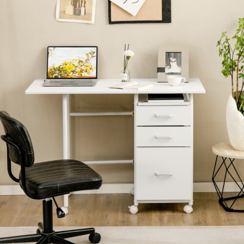 Folding desk shop with drawers