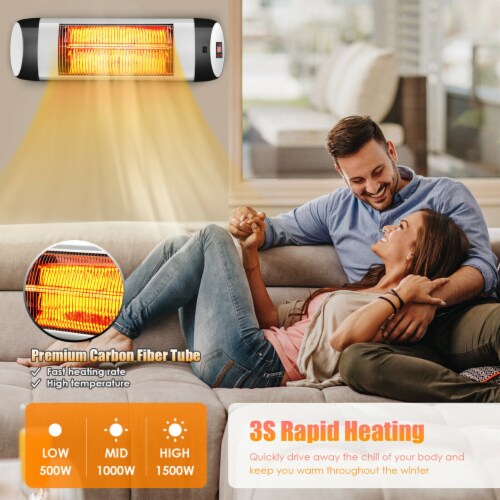 Wall-Mounted Electric Heater Patio Infrared Heater W/ Remote Control Perspective: bottom