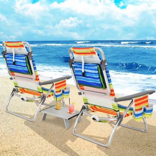 3PCS Folding Beach Chair and Table Set Outdoor Adjustable Reclining Chair 1 unit Kroger