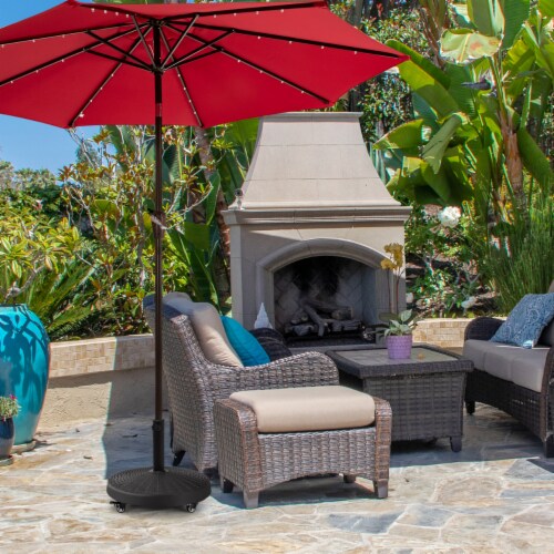 50 lbs Round Resin Patio Umbrella Base Stand Holder w Lockable