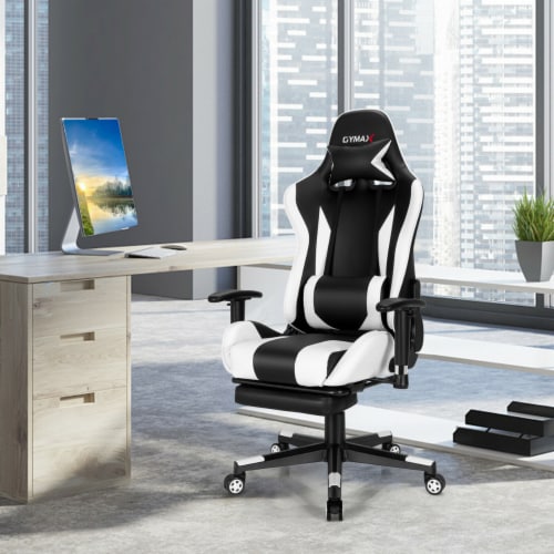 Gymax Office Computer Desk Chair Gaming Chair Adjustable Swivel w /Footrest