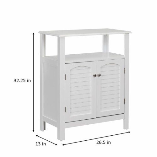 Elegant Home Fashions Wooden Bathroom Floor Cabinet & Shelf 2 Door White S0670 Perspective: bottom