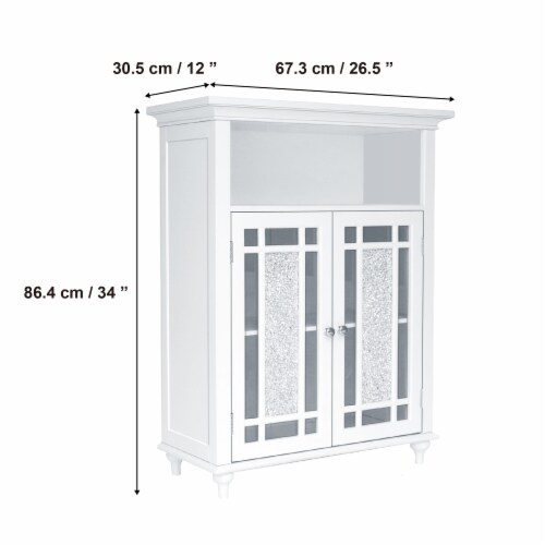 Teamson Home Wooden Bathroom Floor Storage Cabinet Room Space Saver Organizer, White Perspective: bottom