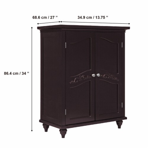 Elegant Home Fashions Wooden Bathroom Floor Storage Cabinet Room Space Saver Espresso Perspective: bottom