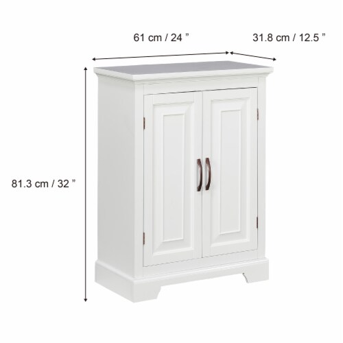 Elegant Home Fashions Wooden Bathroom Freestanding Floor Storage Cabinet Space Saver, White Perspective: bottom