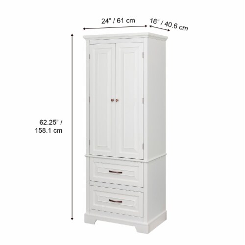 71 Wooden Tall Narrow Bathroom Floor Storage Towel Cabinet w/ Mirror,  White, 1 Unit - Kroger