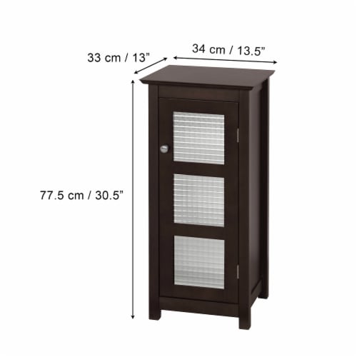 Elegant Home Fashions Wooden Bathroom Cabinet Floor & Glass Door Brown 6216 Perspective: bottom