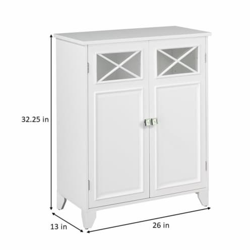 Elegant Home Fashions Wooden Bathroom Floor Cabinet 2 Doors White Dawson 6841 Perspective: bottom