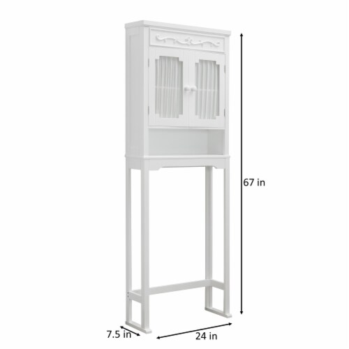 Elegant Home Fashions Bathroom Over the Toilet Cabinet with Adjust Storage Shelf White Perspective: bottom