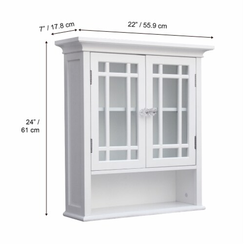 Elegant Home Fashions Wooden Bathroom Wall Storage Cabinet Space Saver Organizer, White Perspective: bottom