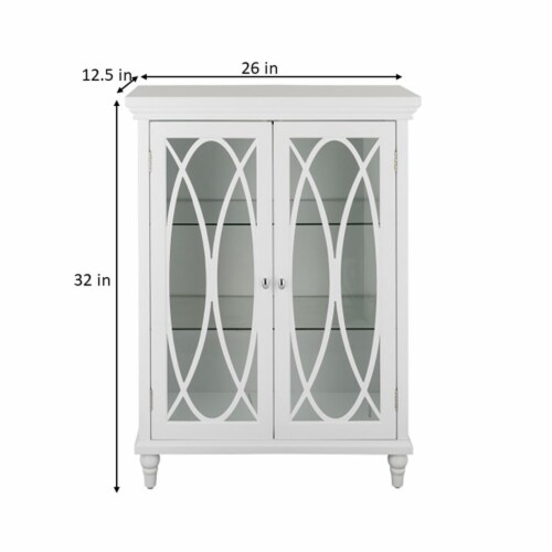 Elegant Home Fashions Wooden Bathroom Floor Storage Cabinet Living Room Space Saver, White Perspective: bottom