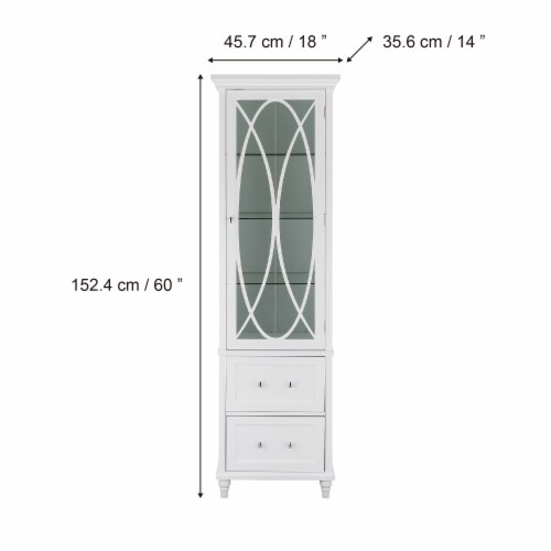 Elegant Home Fashions Florence Wooden Linen Tower Cabinet with Storage, White ELG-636S Perspective: bottom