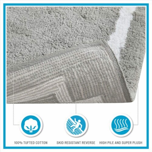 Madison Park Spa Reversible Cotton Bath Mat, Casual Striped Water