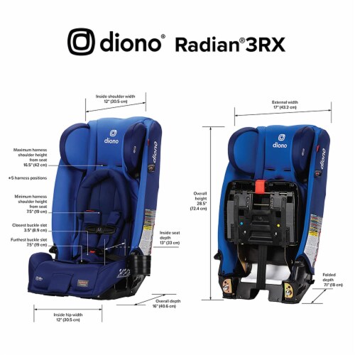 Diono Radian 3RX Slim Fit Steel Core 3 in 1 Convertible Safe Car Seat, Blue Sky Perspective: bottom