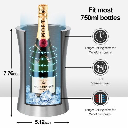 Stainless Steel Slim Double Wall Wine Cooler Perspective: bottom