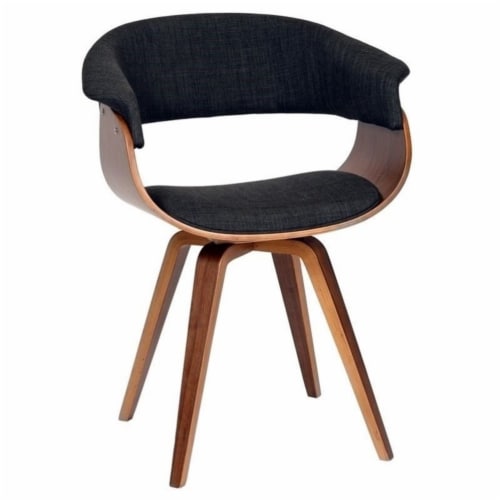 (Set of 2) Mid Century Modern Fabric Accent Chair in Charcoal Perspective: bottom