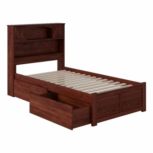 Roseberry Kids Solid Wood Wood Twin XL Storage Bookcase Bed in
