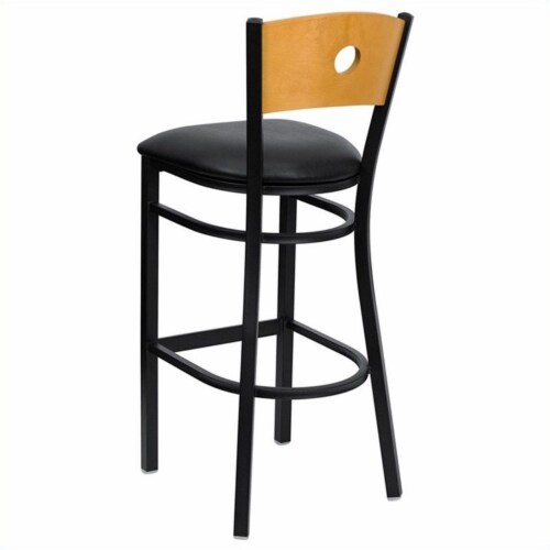 Bowery Hill Metal Restaurant Bar Stool in Black and Natural 