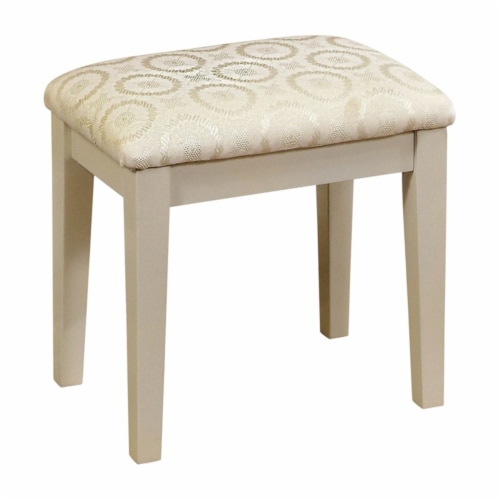 Bowery Hill Vanity Set with Stool in White Perspective: bottom