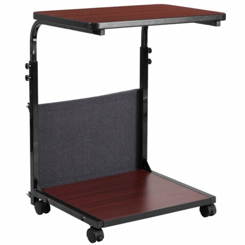 Scranton & Co Mobile Computer Cart in Mahogany Perspective: bottom