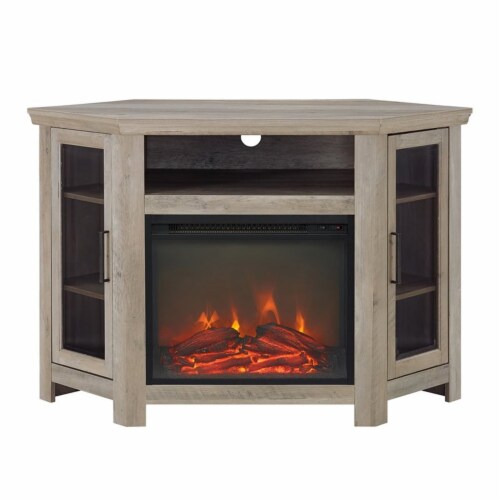 Gray wash fireplace tv stand discount
