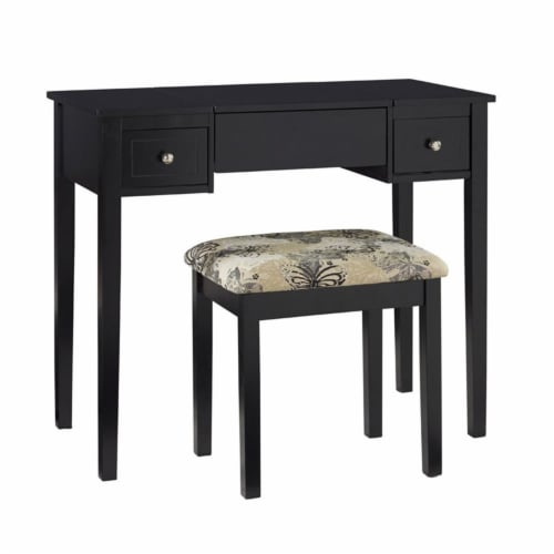 Riverbay Furniture Vanity Set Black with Bench Perspective: bottom