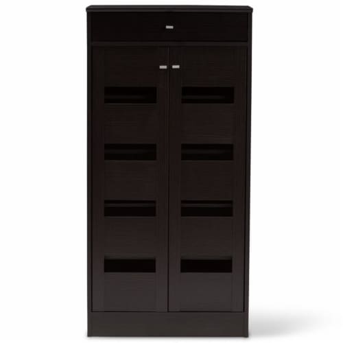 Baxton Studio Acadia Shoe Cabinet in Wenge Brown Perspective: bottom