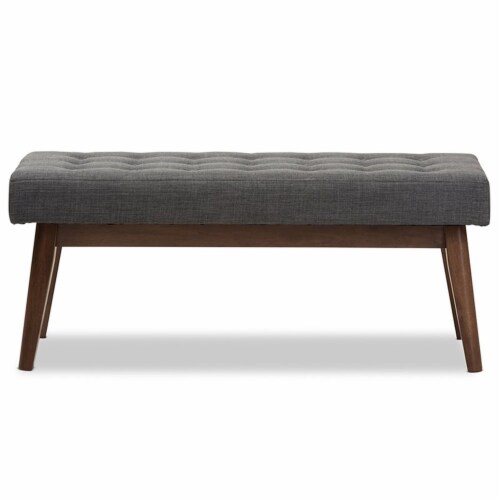 Baxton Studio Elia Button Tufted Bedroom Bench in Dark Gray Perspective: bottom