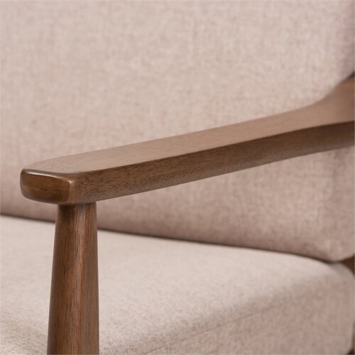 Baxton Studio Venza 3 Piece Tufted Sofa Set in Brown and Walnut