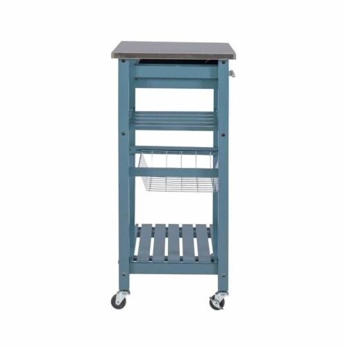 Riverbay Furniture Kitchen Cart in Blue Perspective: bottom