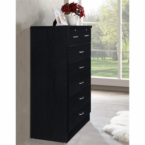 Pemberly row 7 drawer shop chest in black