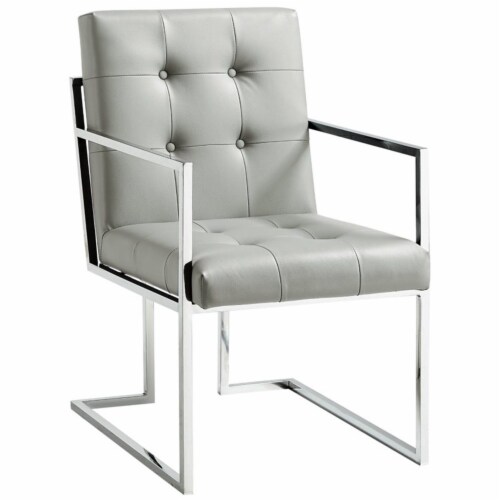 Brika Home Faux Leather Dining Chair in Light Gray (Set of 2) Perspective: bottom