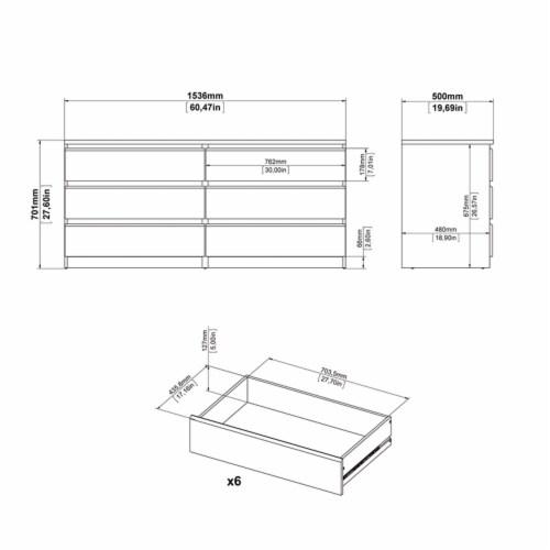 Pemberly Row Contemporary Wood Mahogany 6 Drawer Double Dresser 1