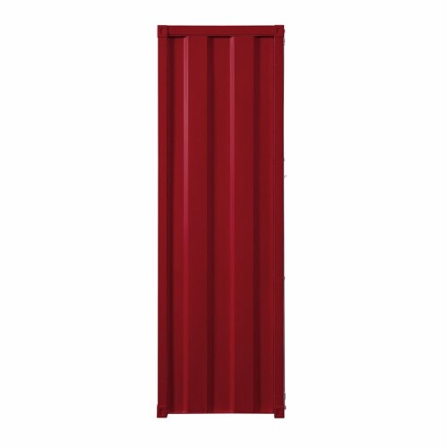 Bowery Hill Contemporary Metal Wardrobe Armoire with 1 Door in Red Perspective: bottom