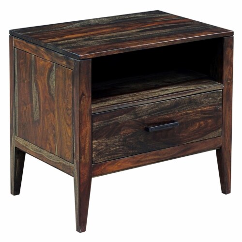 Hawthorne Collections Fall River Solid Sheesham Wood Nightstand - Brown Perspective: bottom