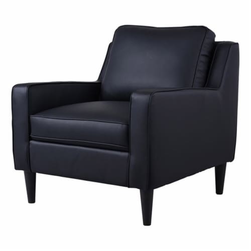 Hawthorne Collections Lazio High Quality Leather Chair - Black Perspective: bottom