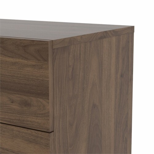 Levan Home Engineered Wood 8 Drawer Double Bedroom Dresser in Walnut Perspective: bottom
