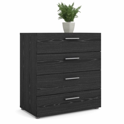 Levan Home Contemporary 4-Drawer Engineered Wood Chest in Black Perspective: bottom