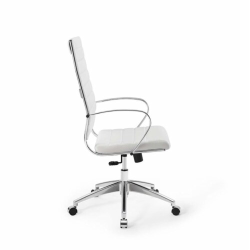 Scranton & Co High Back Ribbed Faux Leather Office Swivel Chair in White Perspective: bottom