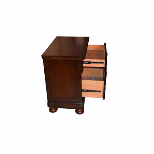 Galaxy Home Baltimore Wood Nightstand with Hidden Jewelry Drawer in Dark Walnut Perspective: bottom