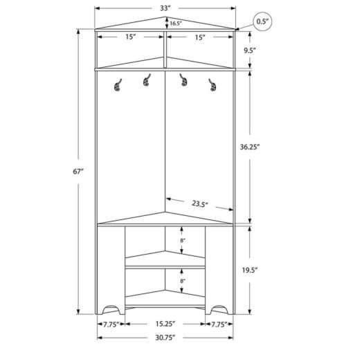 Hall Tree, Entryway, Hallway, Organizer, Storage, Coat Rack, Laminate, Brown, Perspective: bottom