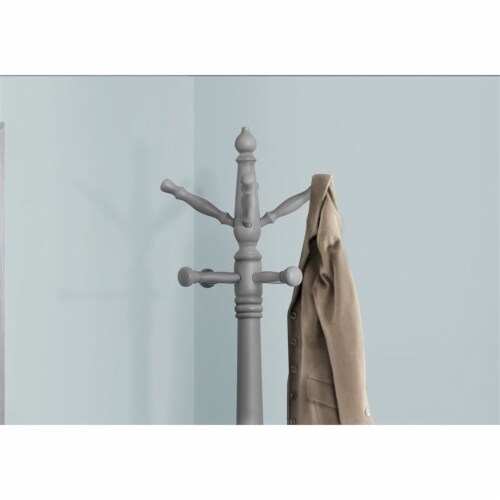 Monarch Specialties I 3179 17 x 17 x 73 in. Coat Rack - Grey Wood Traditional Style Perspective: bottom