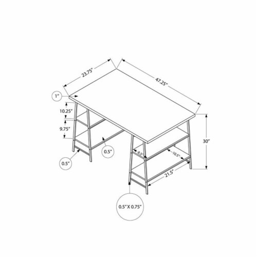 Home Office, Laptop, Storage Shelves, 48 l, Work, Metal, Laminate, Brown, Black, Perspective: bottom
